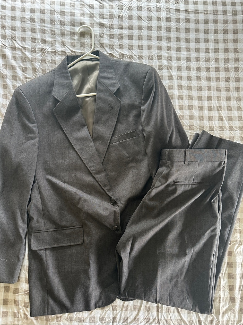 Men's Two-Piece Charcoal Gray Suit Jacket & Trousers